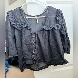 EUC Free People Black Ruffled Women's Top